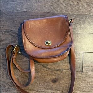 Vintage Coach Watson Smooth Leather Small Flap Tan Leather Crossbody Bag